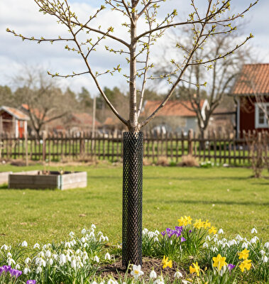 Gnagskyddsnät träd monterat